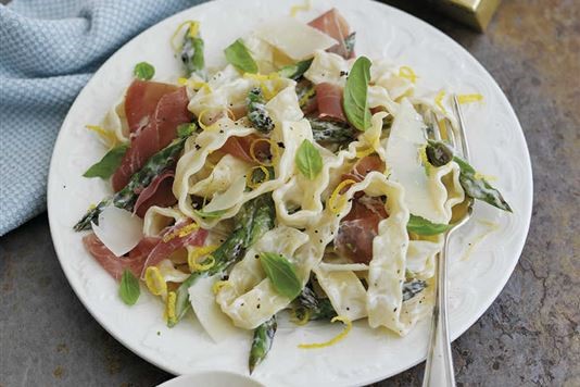 Rachel Allen's homemade pasta with butter grilled asparagus recipe