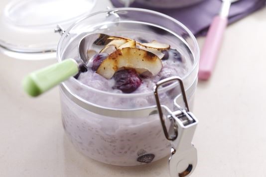 Blueberry and coconut rice pudding recipe