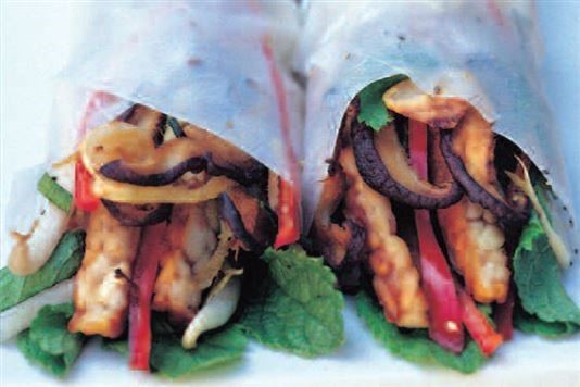 Tempeh and shitake rice paper rolls recipe