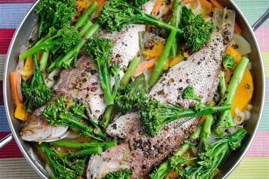 Levi Roots' steamed snapper with Tenderstem recipe