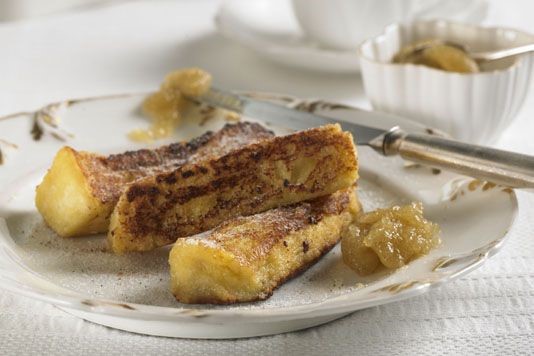 Apple butter and cinnamon custard toasts recipe