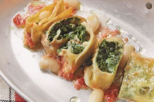 Tuscan kale and white bean cannelloni recipe