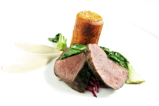 Soy-infused loin of venison with Sichuan pepper jus recipe