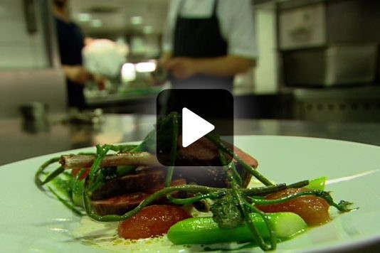 Lamb, burrata, asparagus and herb purée recipe