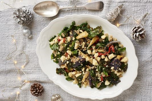 Extra mature cheddar, kale, red onion, pumpkin and quinoa winter salad recipe